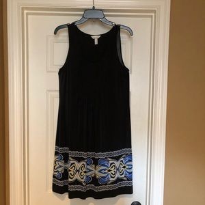 Soma Sleeveless Black Dress w Blue & Yellow Large